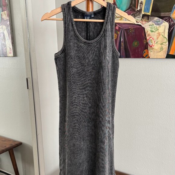 GAP - Rib Midi Tank Dress in Washed Black/Charcoal - Picture 2 of 13